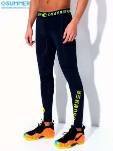 OSUMMER New Mens Long Swim Trunks Black Divided Sports Fitness Diving Surfing Paddle Board Anti-Awkward Plus Size Underwear