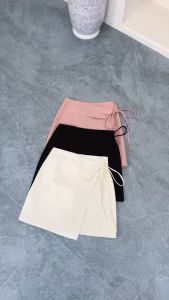 MODAMYTH LB36 - Rok Mini Wanita Rok Celana Kasual Highwaist Pendek Rok Model Tali Samping Hiasan