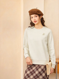 Erke | Womens Sporty Casual Sorona Thickened Long Sleeve Round Neck Sweatshirt