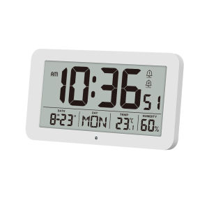 9 Inch Large Digital Wall Clock Temperature Humidity Date Week 2 Alarm Backlight 12/24H DST Auto Dimmable Snooze LCD Table Clock