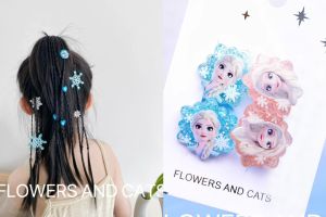 Princess Braided Hair Accessories Blue Snowflake Birthday Girls Hairband Non-Damaging Fake Hair Rope Baby Hair Accessory
