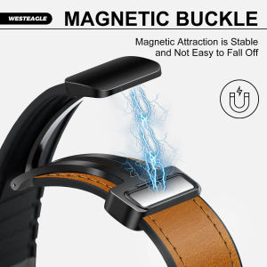 Magnetic Buckle Strap For Apple Watch Ultra 3 2 Band 49mm 46mm Crazy Horse Genuine Leather+Silicone Bracelet For iWatch Series 11 10 9 8 7 6 SE3 44mm 40mm 45mm 41mm 38mm 42mm