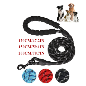 120/150/200cm Dog Leash Nylon Reflective Dogs Leash Traction Rope for Small Medium Large Strong Dogs-Enhance Safety Contr