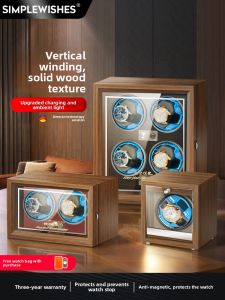 Wooden Hand-Winding Watch Winder Automatic Mechanical Watch Charger Professional Chain Watch Box Rotator Home Use SimpleWishes