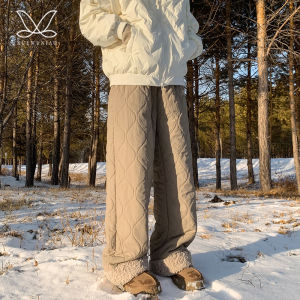 Thickened Fleece Winter Trousers Men Women Harbin Style Windproof Warm Cotton Pants for Extreme Cold Temperatures down to -40 Degrees Outdoor Climbing Camping Travel Gear