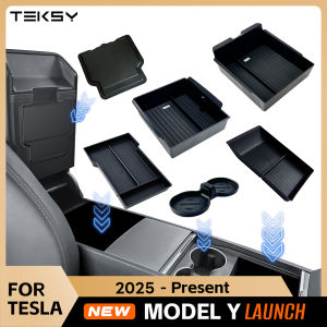 1/2/3/4/6/7/8pcs For Tesla New Model Y 2025 Launch Juniper ABS with Silicone Non-slip Mat Console & Armrest Storage Box Watercup
