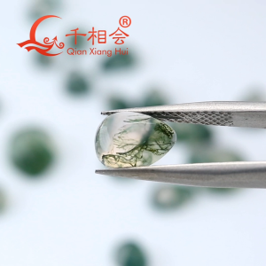 Fine Natural Agate Pear Shape Flat Back Cabochon Moss Agate Stone Loose Stone for DIY Jewelry Accessories Jewelry Making