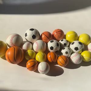 10pcs Mini 4cm pet elastic PU ball multiple simulation soccer and tennis ball shaped pet self fun interactive toys