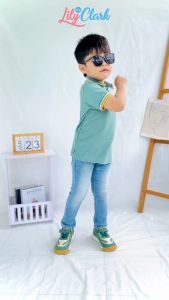 Lily And Clark Kaos Polo Berkerah Anak Laki-Laki Keren Warna Hijau Mint KK02