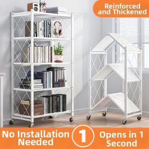Portable Foldable Bookshelf Easy Assembly Storage Iron