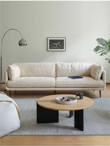 Nordic Style Cat Scratch Resistant Fabric Sofa Modern Straight Row Small Household Living Room Milk Cream Style Homestay Sofa