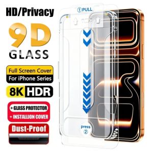 Tempered Glass Screen Protector For iPhone 17 Pro Max 16 15 14 Pro Plus 17 Air 16e Dust Free Easy Install Protective Film iPhone17 Pro Max 16Plus 15Pro 14 Pro Max One-Click Glass Film