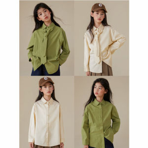 HF Kids Shirt Korean Fashion New Princess Long Sleeve Shirt Flower Embroidery Cute Cartoon All-match Boys Girls Shirts For Kids baju budak perempuan murah cantik style 22121410