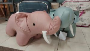 ELEPHANT STOOL KIDS STOOL LEATHAIRE FABRIC ANIMAL STOOL BEDROOM / LIVING ROOM / PLAYGROUND