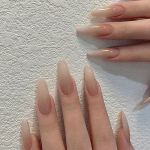 Bộ Móng Tay Giả Dài Kiểu Pháp Tối Giản 24 Chiếc Với Bộ Dụng Cụ Làm Móng Dạng Thạch Và Dũa Móng - Gói Combo Móng Tay Giả Bằng Nhựa