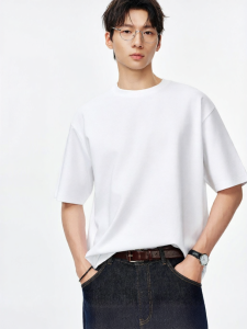 MIANXIANSHENG | Heavyweight High-Count White Cotton Mens Summer Tee