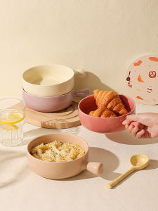 Trendy Handle Personal-use Microwave-safe Bowl