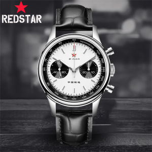 Red Star Panda 40mm 1963 Chronograph Watch for Men Original Movement ST1901 Luminous Sapphire Mechanical Watches Pilots Military