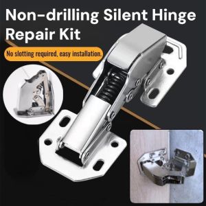 Non-Drilling Silent Hinge Repair Kit Stainless Steel Soft Close Hinges Buffer Cabinet Wardrobe Door Hinge Dampers 不锈钢铰链
