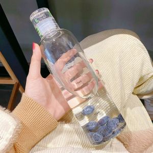 500/750mllucenc Ins Creative Girls Water Bottle Plast Cups High Sense Style Drinking Bottle Plast Scale Cups Kawaii Water Bottle