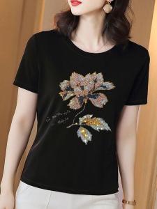 New plus Size Mom Short Sleeve Modal Cotton Black Base Shirt Womens Thin Sunscreen Veil Summer Fashion Accessories