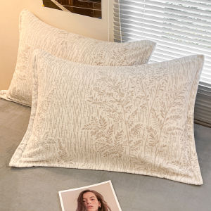 Bộ Hai Chiếc Vỏ Gối Bằng Vải Nhung Sừng Ngựa Dày Có Họa Tiết Hoa Mùa Đông 48x74cm Vỏ Lót Gối Dễ Giặt