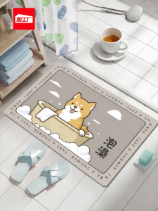 Strong Absorbent Silicon Dendroid Bathroom Mat Dog Cartoon Design Non-Slip Floor Rug Kitchen Home Decor Soft Silicon Clay Foot Pad