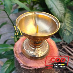 Tempat Lilin Cucuk Kuningan Motif Teratai Lotus 75 cm 1 pcs