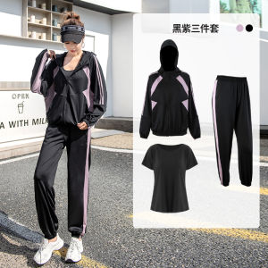 Womens Yoga Clothes Set Loose Fit Quick Dry Gymnastics Morning Run Casual Fashion Professional Large Size Sportswear