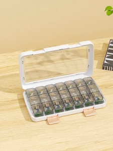 Large Capacity 28 Compartment Pill Box Morning Afternoon And Evening Portable Weekly Health Capsule Storage And Storage Box
