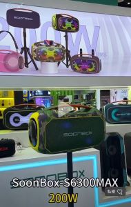 Soonbox S6300max ลำโพงบลูทูธ 200วัตต์ พร้อมไมค์ลอย2อัน ลำโพง 6 ดอก ปรับเบส3โหมด เสียงดังกระหึม