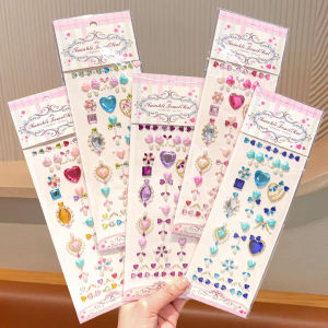 Colorful 3D Heart Face Decoration Stickers