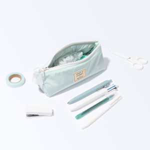 MUIS Large Capacity Triangle Pencil Case Mesh Cloth Male Student Salt System High School Junior High Student Dual Layer Pen Bag