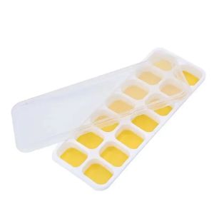Square Silicone Ice Cube Tray Molds with Lid Silicone 14-cube Ice Cube Tray Food Grade Reusable Elastic DIY Iced Box Model Tools