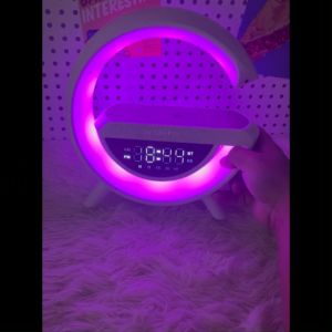G2E Wireless Speaker 4 & 1 Bluetooth Speaker Desk Lamp Charger Alarm Clock Radio Mini Speaker Smart Decorative Night Light White蓝牙音箱无线音响