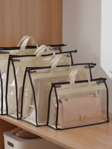 EchoBliss กระเป๋ากระเป๋าเก็บตู้เสื้อผ้าแขวนกระเป๋าเก็บ PVC ใสกันฝุ่นกันความชื้นระบายอากาศถุงแขวนกระเป๋าหนังกระเป๋าป้องกัน