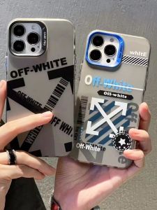 Creative off White Silicone Phone Case Full Cover Protection for Apple 15Promax 16Pro Max iPhone 16 Shockproof Popular Brand