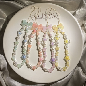 KALINAW PastelPuff Whimsical Fairy Butterfly Ribbon Star Glossy Beaded Keychain/ Phone Lanyard
