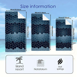 Dark Blue Mosaic Tile Beach Towels Ultra Lightweight Quick Drying Super Absorbent Summer Essential Fast-Drying Towel for Beach