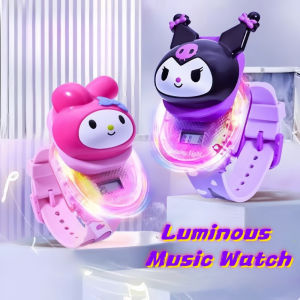 Cute Kids Watch Girl Cute Sanrio Cinnamoroll Kuromi Melody Glowing Music Flash Light Cartoon Electronic Watch Gifts for Kids