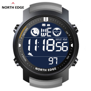 NORTH EDGE Mens Digital Watch Military Waterproof 50M Running Sports Pedometer Stopwatch Watch Heart Rate Wristband Android IOS