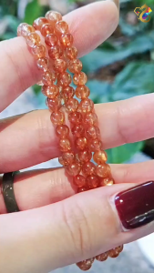 Collection Grade Natural Golden Strawberry Sunstone Bracelet (Single / 3 Rounds)