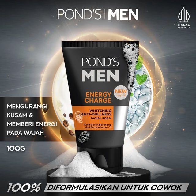 Pond s Men Energy Charge Facial Foam Brightening Anti Dullness 100gr pond-s-men-energy-charge-facial-foam-brightening-anti-dullness-100gr