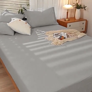 3 in 1 Bed sheet Cotton Full Garterized Fitted Bedsheet with 2 pcs Pillow case