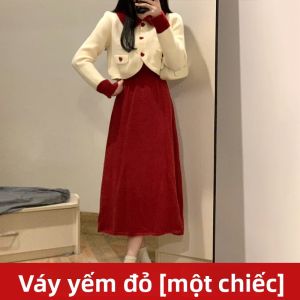 SUSIEYUAN | Đầm Dài Mặc Trong Elegante Màu Đỏ Nhỏ Gọn cho Mùa Thu