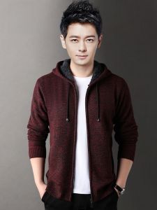 ROMON | Lormen Mens Knitted Lamb Velvet Thickened Warm Winter Sweater Cardigan Fashion Casual Loose Fit Polyester Fiber Long Sleeve