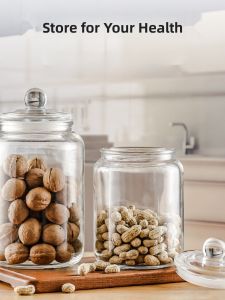 Food Grade Glass Bottle Sealed round Storage Canister Damp Proof Tea Leaf Special Storage Jar Household Kitchen Use Chrysanthemum Peel