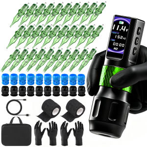 YILONG | YILONG Wireless Tattoo Pen Kit Brushless Motor 30Pcs Tattoo Needles Rotary Machine with LED Display for Professional Body Art