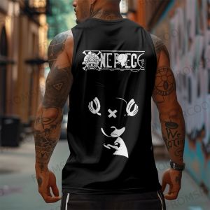 Bandai | One Piece Anime Luffy Peripheral Printed Vest Mens Gym Loose Sports Summer Fashion Cotton Tank Top