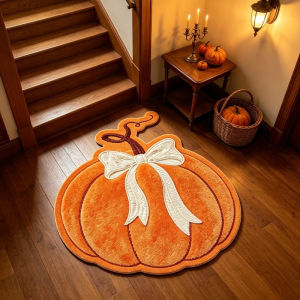 Thảm Trải Sàn Hình Bí Ngô Hoạt Hình Dễ Thương VIKAMA Thảm Polyester Mềm Mại Cho Phòng Ngủ Phòng Khách Phòng Tắm - Thảm Cửa Trong Nhà Trang Trí Nhà Cửa